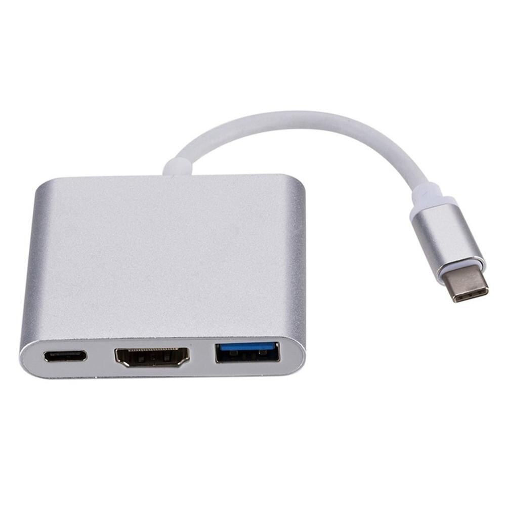 USB-C Hub 3-in-1 Adapter - HDMI 4K@60Hz, USB 3.1 Type-C to HDMI for Apple Macbook: Silver