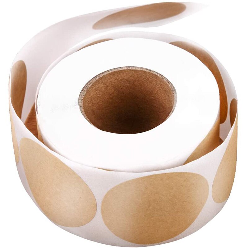 2 Inch Natural Brown Kraft Stickers Round Blank 500 Labels Per Roll for Store Owners,Crafts, Price Tags, Clearance Sales