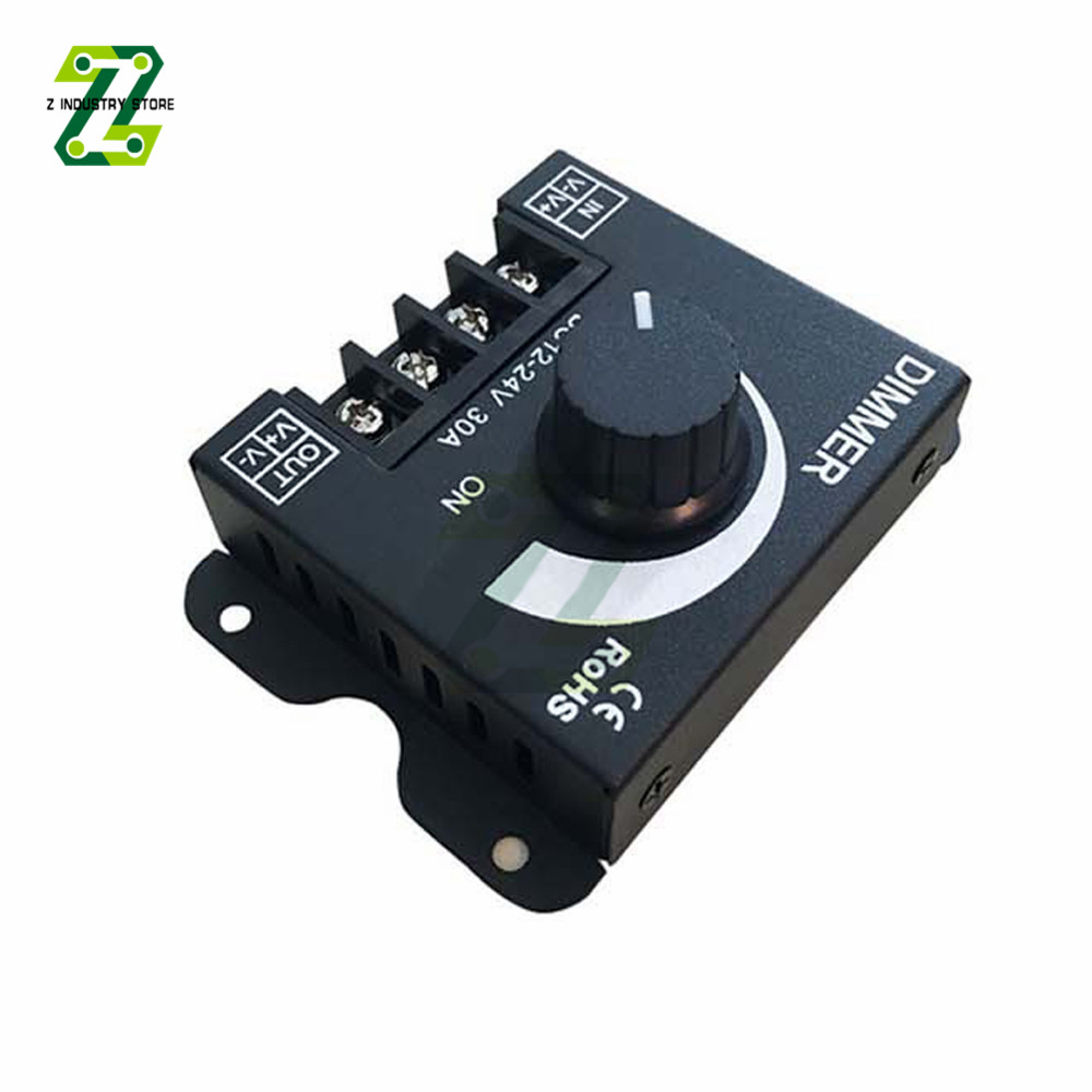 LED Dimmer DC 12V 24V 30A 1W Einstellbare Helligkeit Controller Schalter Lampe Streifen Fahrer Power Versorgung schwarz