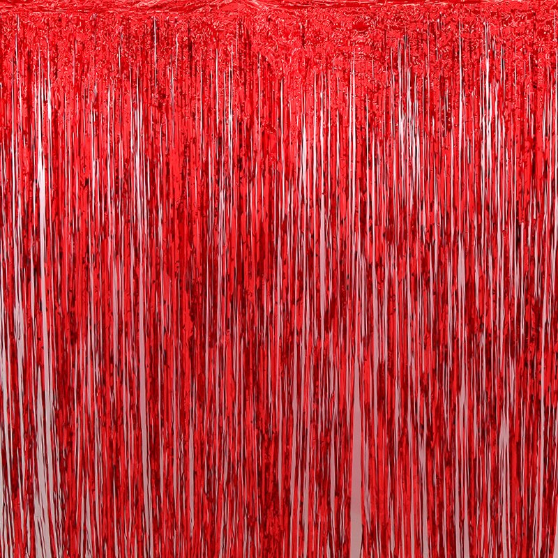 Party Backdrop Glitter Gold Curtains Wedding Birthday Anniversary Tassel Background Decoration Favors Coloured Ribbon Drapes: Red Color