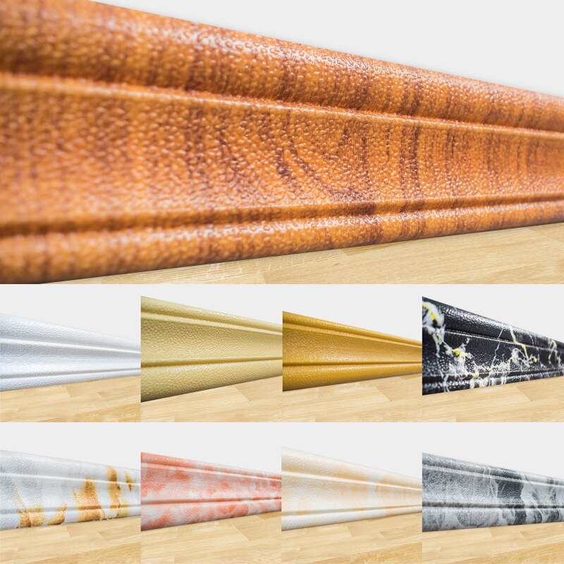 2.3M Length 3D Foam Wall Stickers Waterproof Waist Line Living Room Kitchen Baseboard Self-Adhesive Vintage Wallpaper Border