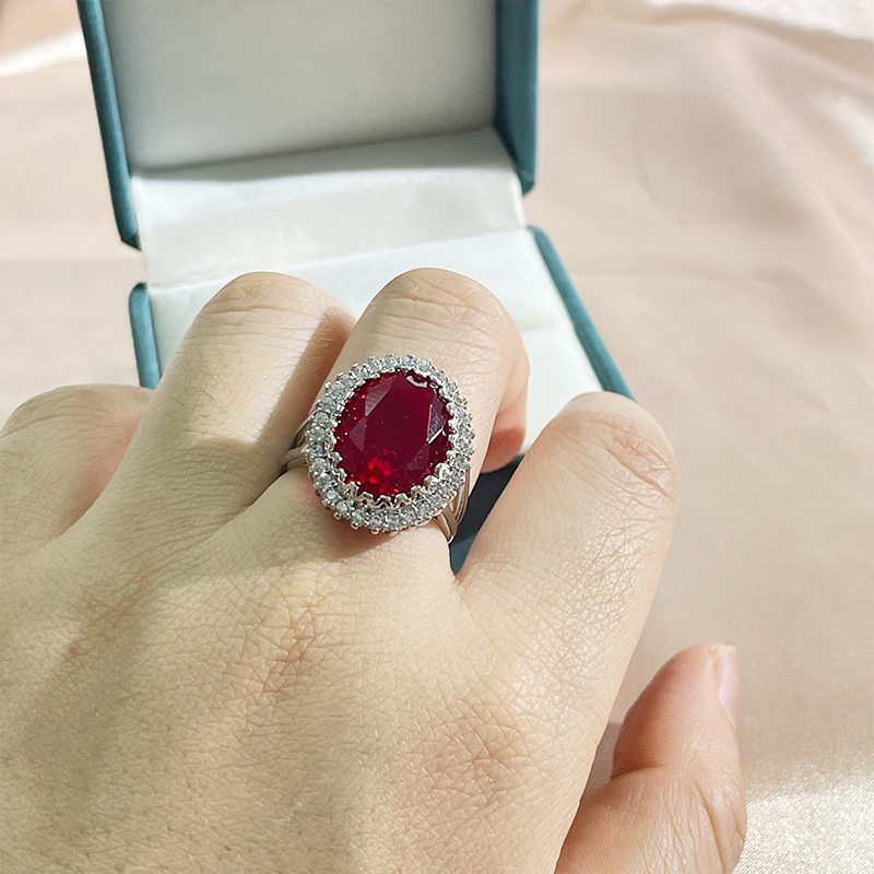 Cellacity Ruby Ring Voor Charm Lady Met Ovale Vorm Edelstenen Zilveren 925 Sieraden Wedding Party Maat 6-10