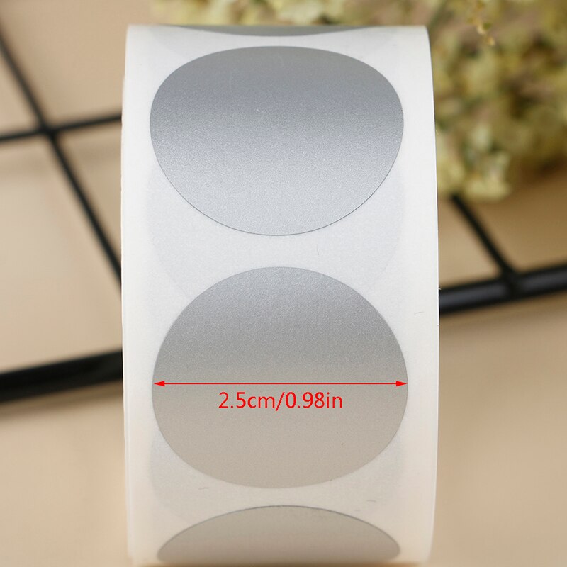 Round Silver Scratch Off Stickers Scratch Off Labels Sticker For Party Activity Favors Stationery Sticker: silver