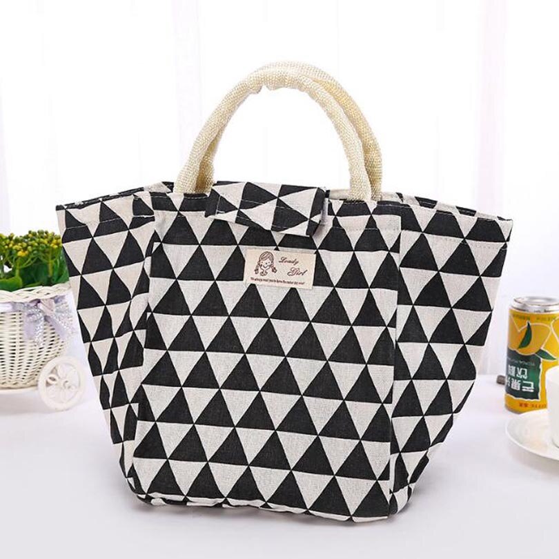 Leaf Pattern Waterproof Oxford Tote Lunch Bag Large Capacity Thermal Food Picnic Lunch Bags for Women kid Men Cooler Lunch Box: Black 02