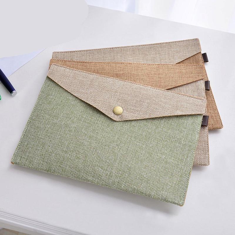 Vividcraft A4 A5 2 Sizes Simple Imitation Linen Stationery File Portfolio Bag Office Bag Study Folder Canvas Felt P8O6