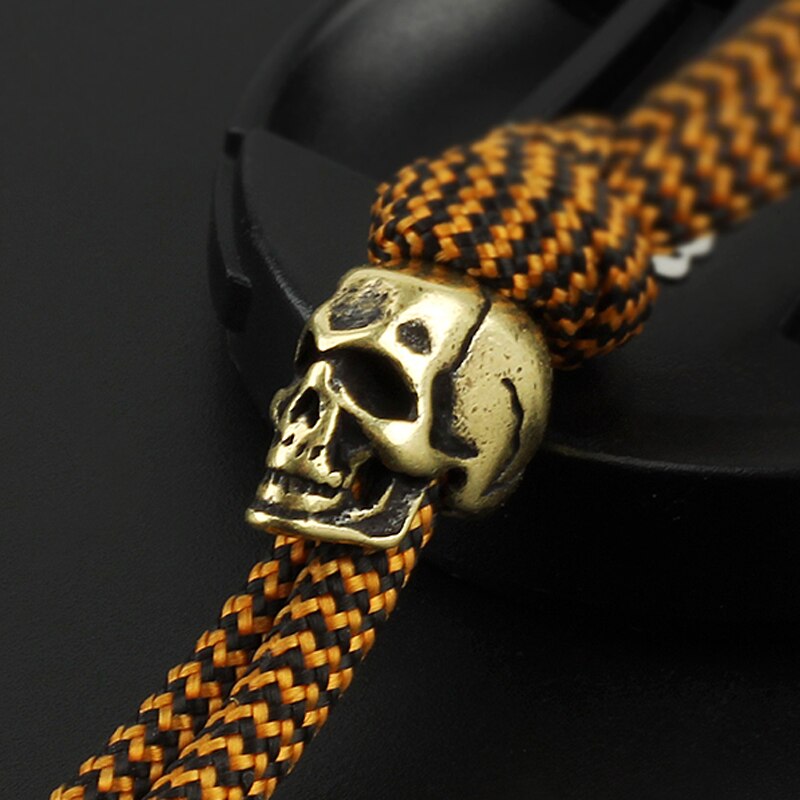 punk fajny czaszka nóż mosiężny koraliki linka robić parasola koralik na zewnątrz miedziane kwiatowe ziarna czaszki Paracord koraliki