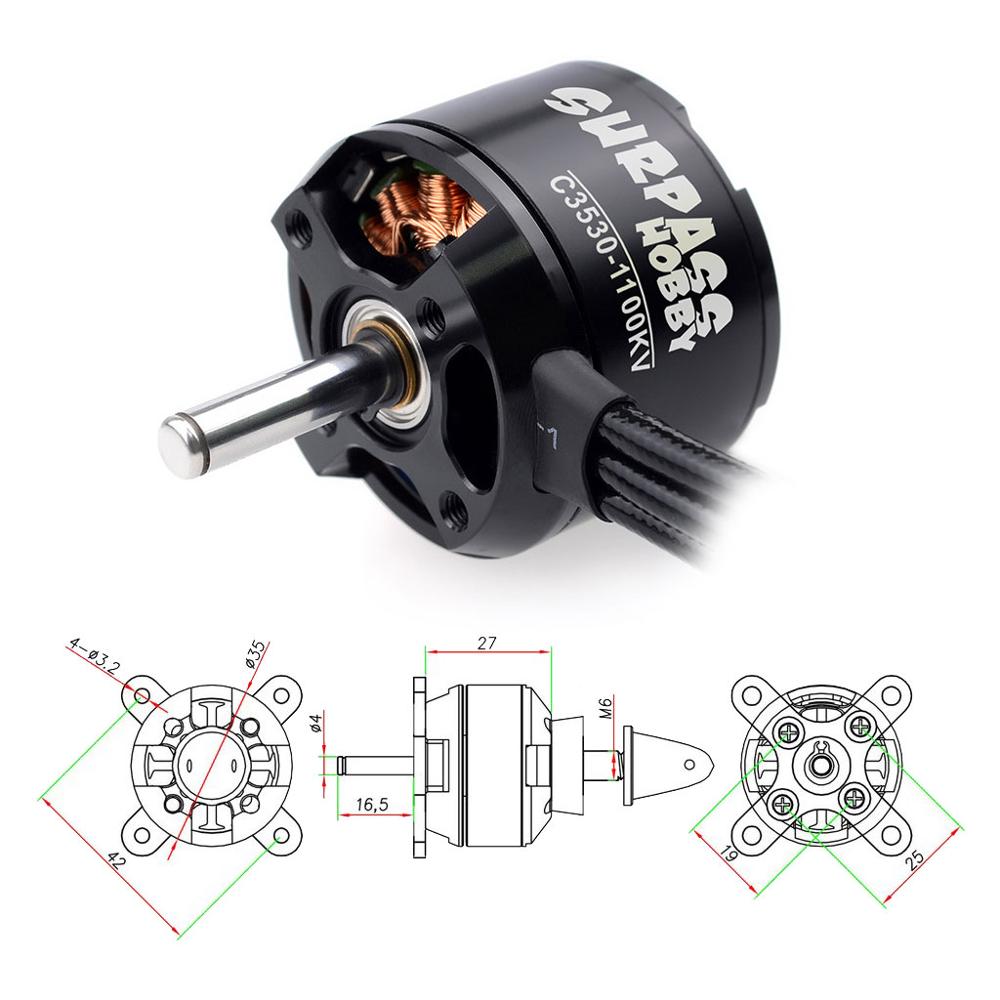 SURPASS HOBBY RC Motor 3530 - 1100KV / 1400KV - Metal - for RC Airplanes