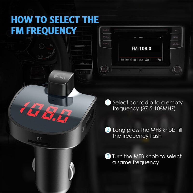 Bluetooth Receiver Car FM Transmitter Portable AUX Stereo FM Transmitter for MP3
