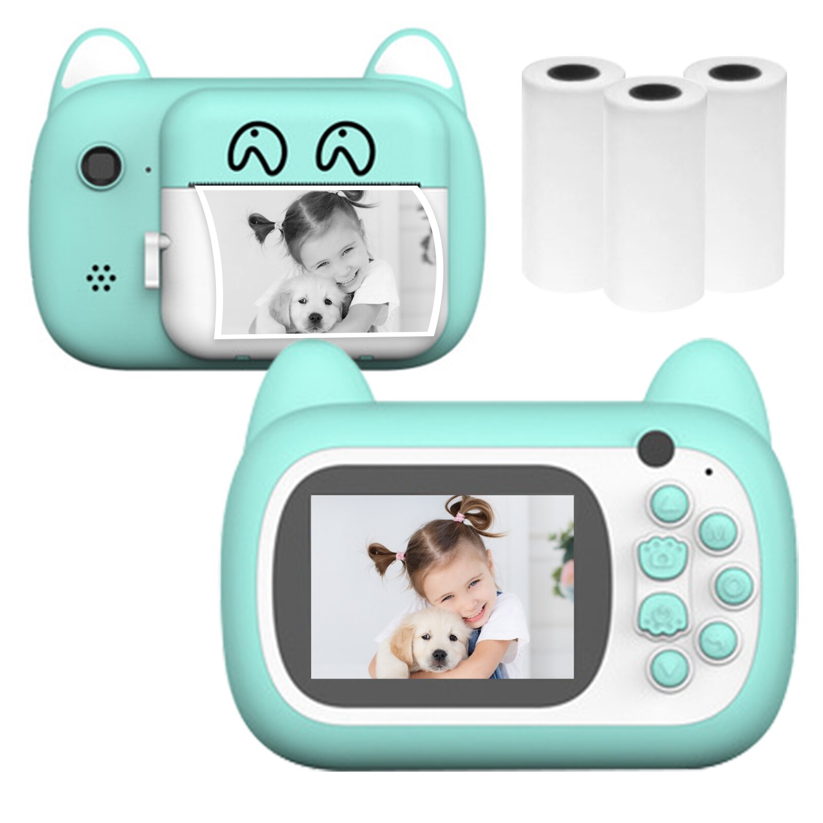 A7 Kids Camera 1080P stampante fotografica digitale istantanea con doppia fotocamera da 24mp schermo da 2.4 &quot;3 rotoli di carta per bambini