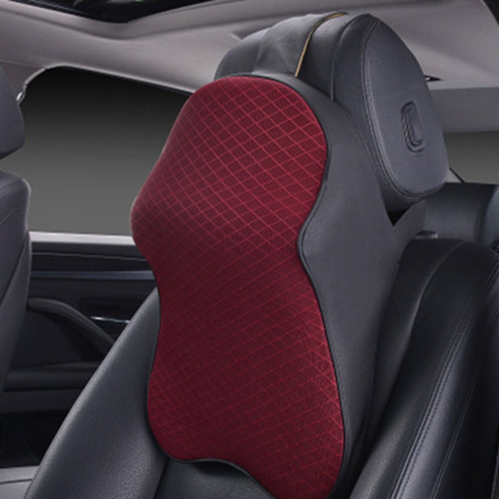 3D Memory Foam Car Headrest Car Neck Pillow Head Restraint In Car Headrest Pillow Automobile Pillow Neck Travel Pillow: Wine