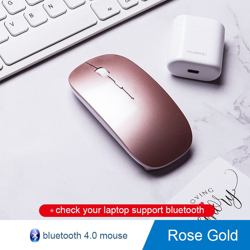 Wireless Mouse USB Receiver Rechargeable Mice for xiaomi/Dell/Hp/Lenovo/Acer/Asus Silent Bluetooth Mouse for Computer Laptop Pc: Bluetooth rose gold