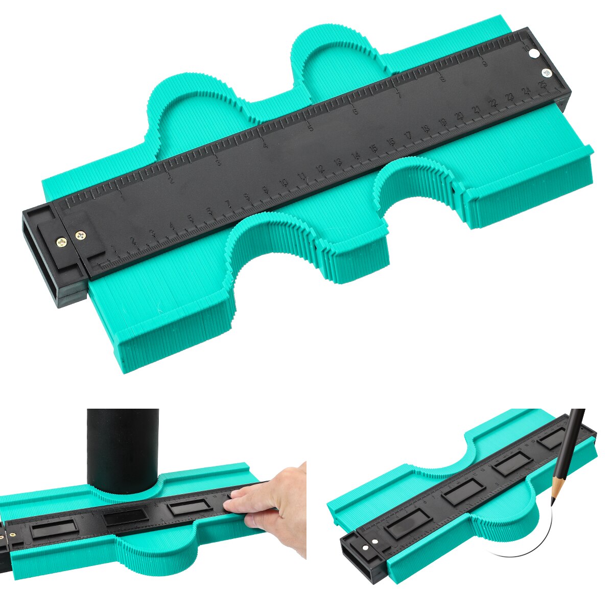 12/14/25cm Plastic Shape Contour Gauge Duplicator Profile Measurement Tool Meter Model Saker Contour Gauge Profile Tool: green 25cm