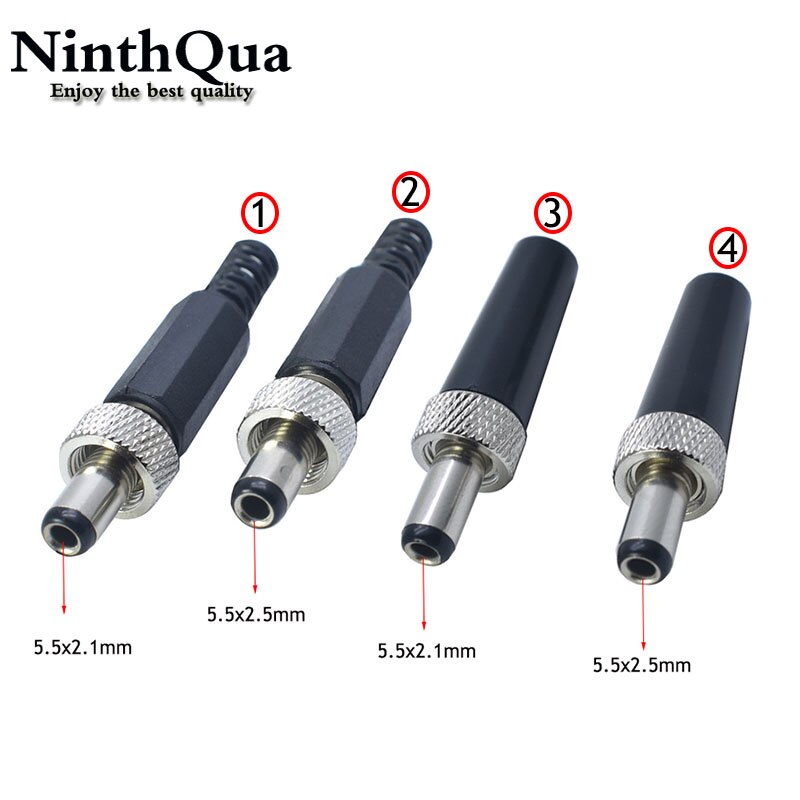 1 pz spina di alimentazione cc 5.5*2.1MM 5.5*2.5MM 5.5x2.1 5.5x2.5 spina di saldatura fai-da-te connettore adattatore Jack spina di ricarica porta di alimentazione con dado