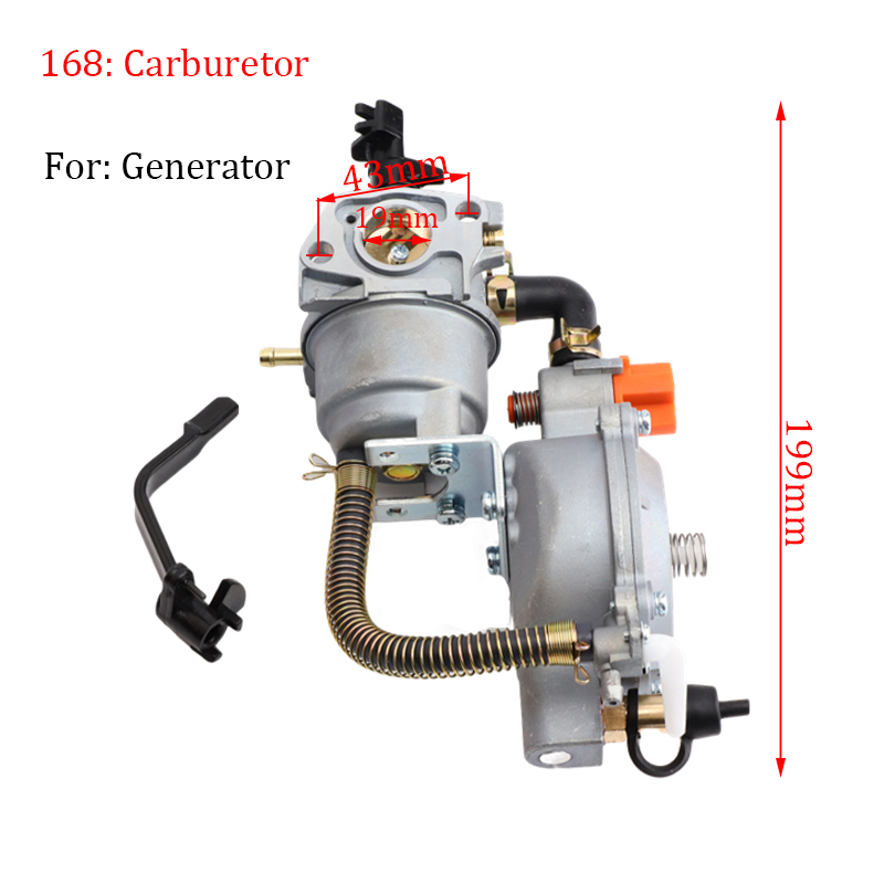 Kit de conversión de carburador 168 de doble combustible LPG NG para generador de gasolina 2KW 3KW 168F 170F GX200