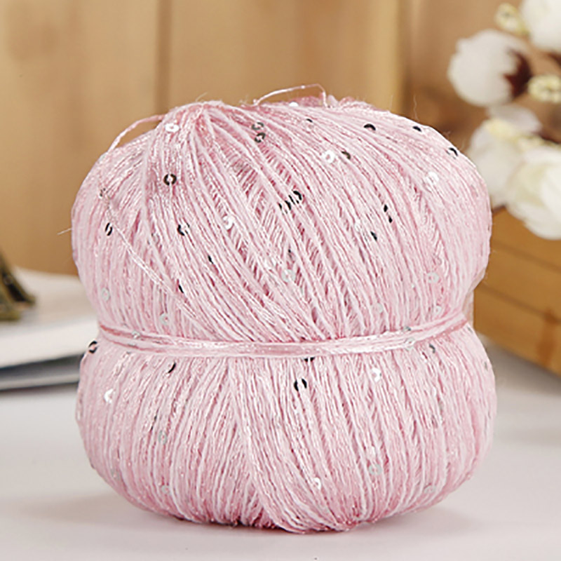 Ovillo de 50g de lana de lentejuelas para estambre, hilos algodón para ganchillo tejido a mano, hilo para DIY, suéter, sombrero, bufanda QW070: N08