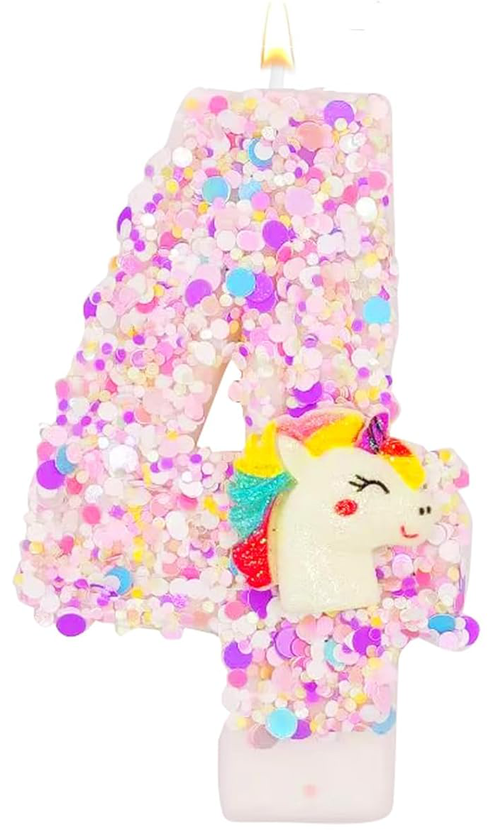 0-9 Number Birthday Candle,Happy Birthday Cake Candle， Unicorn Themed Party Supplies: cream