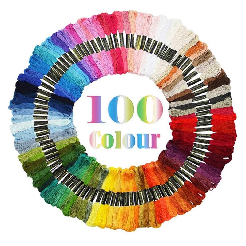 50-200pcs Multicolor Cross Stitch Threads Cotton Sewing Skeins Embroidery Thread Silk Line Floss Skein Kit DIY Sewing Tool Craft: Color 100PCS