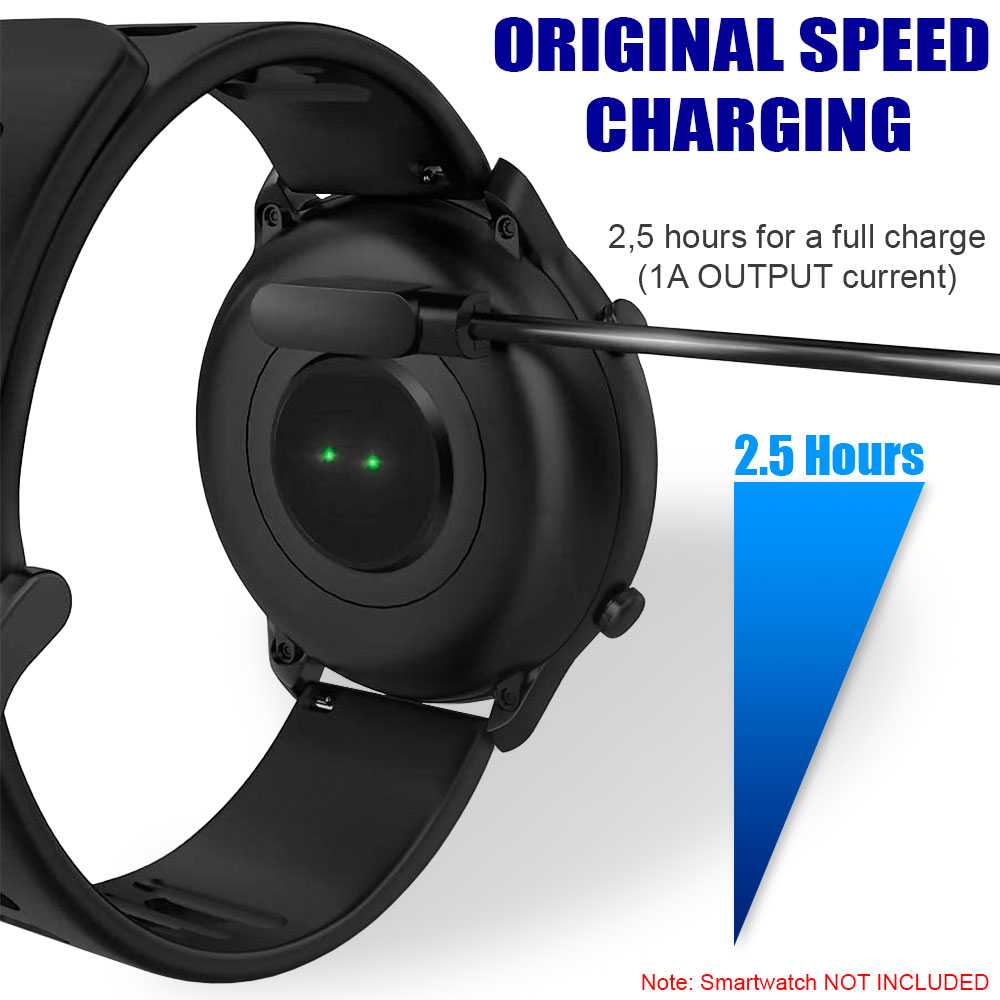 Cable de Carga 55cm Negro Compatible con Reloj Yamay SW022 Ticwatch CXB01 Xiaomi Youpin Haylou RT LS05S