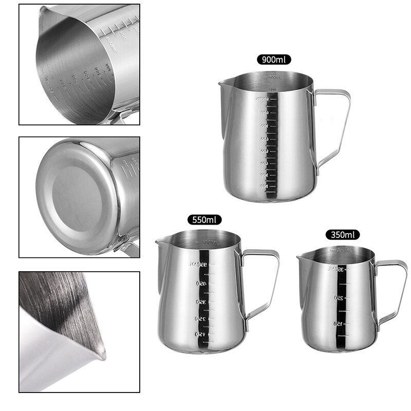 Mjölkskumningskanna i rostfritt stål 350/550/900ml espressokaffe kanna hantverkskaffe latte mjölkskumningskanna tillbringare