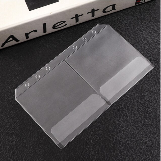 10PCS Plastic A5 Ring Binder Inserts Refill Pocket 6 ring Binder A5 A6 Sleeves Binder Pocket with Zipper: A6 Size E 10pcs