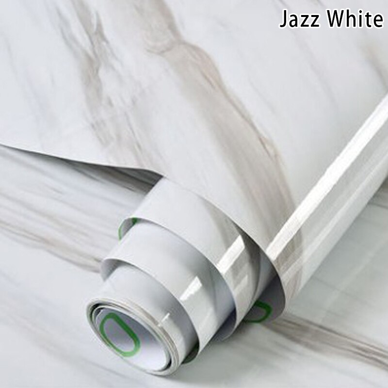 Newly Marble Texture Self-adhesive Waterproof Wall Paper Kitchen Countertops Backsplash Stickers CLA88: jazz white