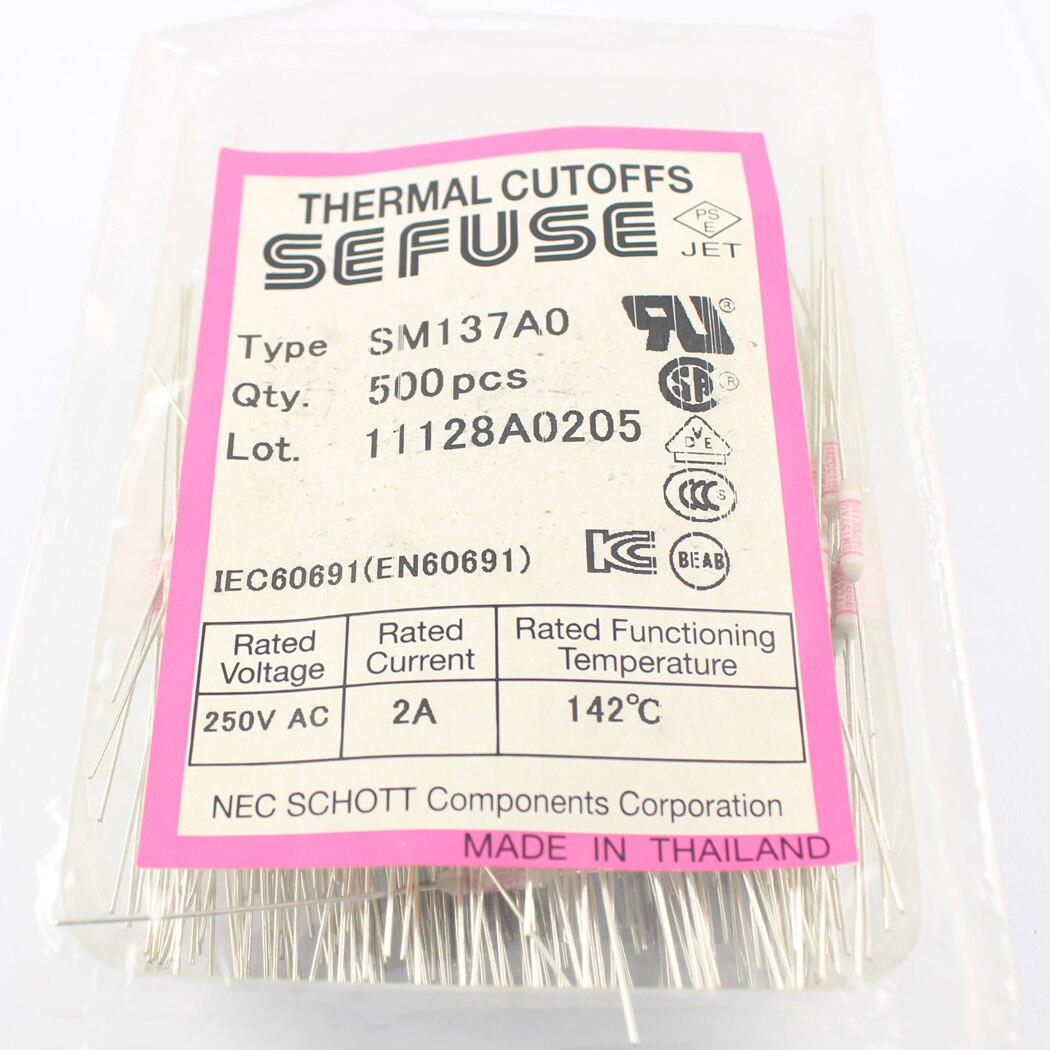 10 Stks/partij Microtemp Axiale Sm Thermische Zekering 142 Graden Tf Cutoff 2A 250V SM137A0