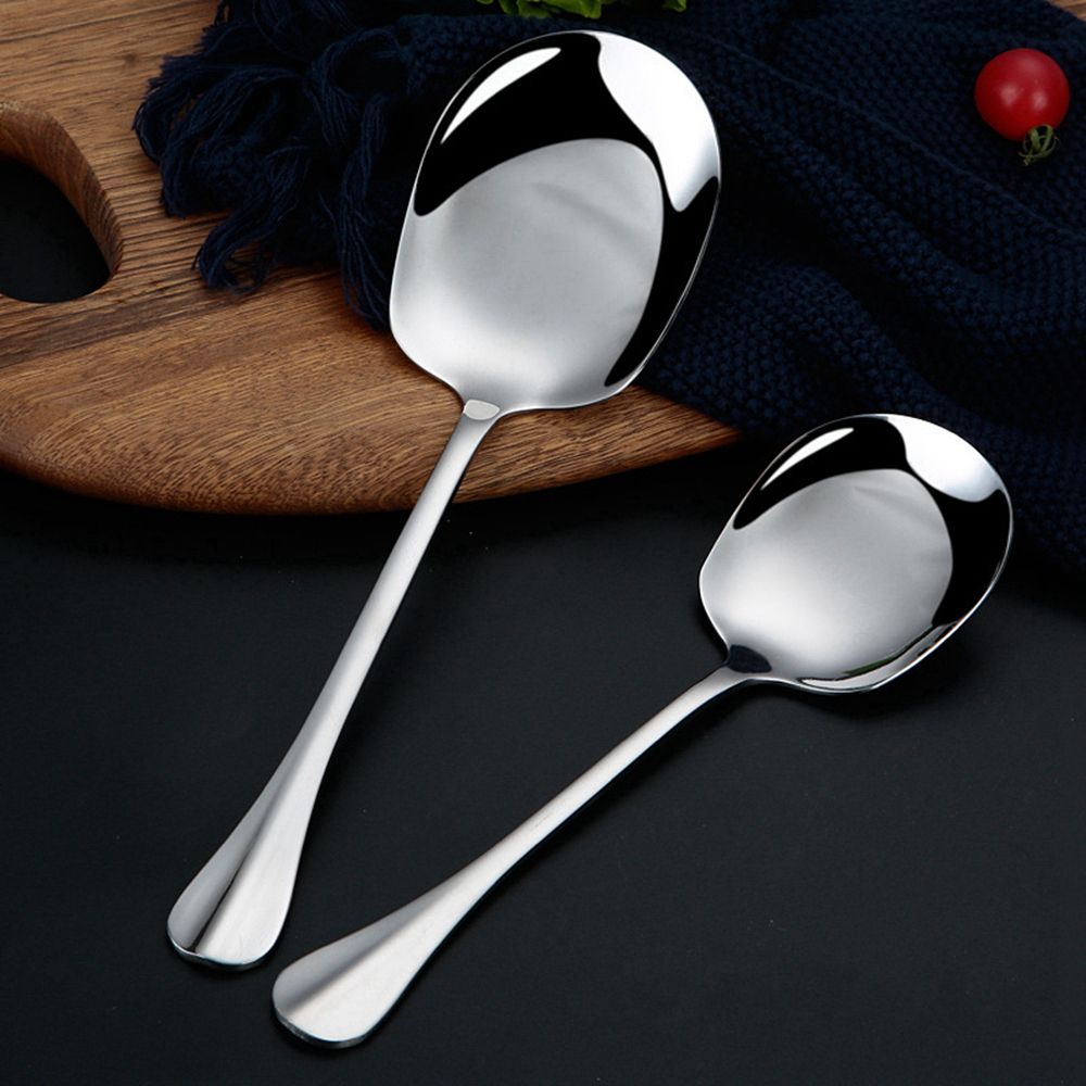 1PC Kitchen Dinner Dish Public Spoon Soup Restaurant Large Stainless Steel Distributing Spoon Buffet Serving Spoon