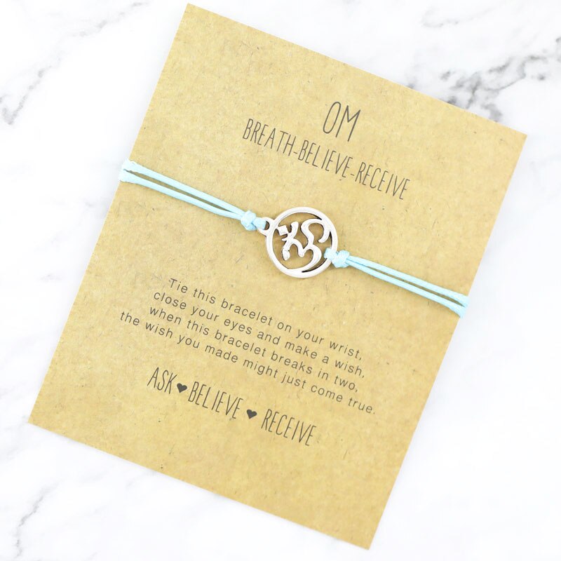 Healing Namaste Yoga Bracelets OM Charm Bracelets Lucky Buddha Yoga Jewellery for Women Men Hindu Symbol Lucky Bracelet: Sky Blue