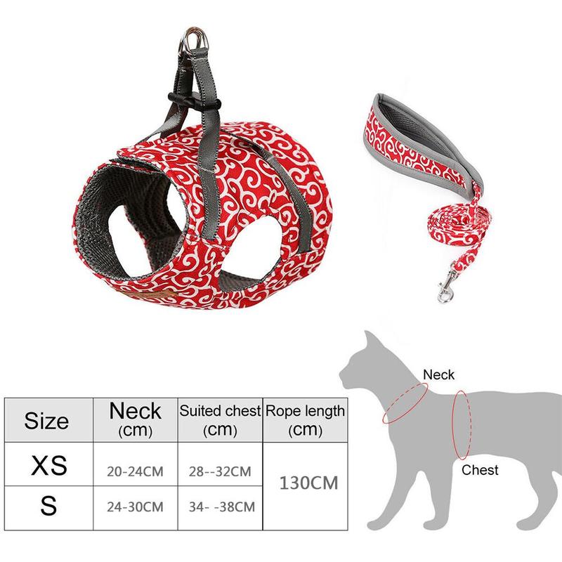 1Pc Anti-Strike Verstelbare Pet Cat Harness Leash Ademend Huisdier Vest Chinese Stijl Borst Strap Secure Trekkabel dierbenodigdheden