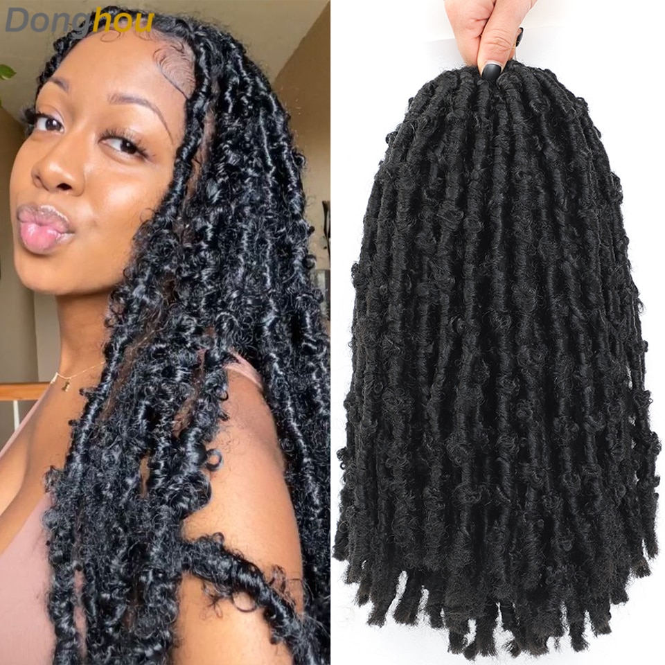 Butterfly Locs Hair 24 Inch Pre Looped Butterfly Distressed Locs Crochet Hair Soft Messy Butterfly Locs Crochet Hair: 18inches / 9Pcs/Lot