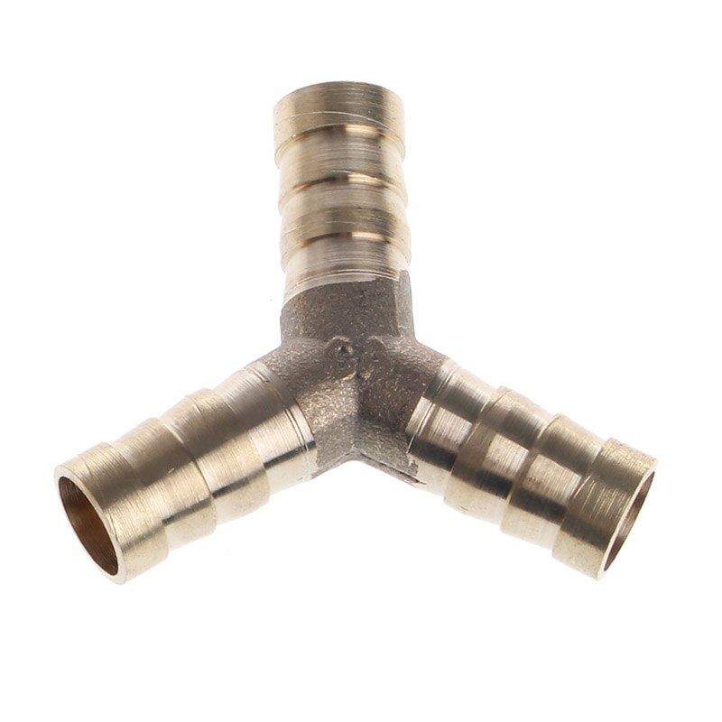 6-16mm Brass Y Piece 3 Way Fuel Hose Joiner Connector For Air Oil Gas: 10mm