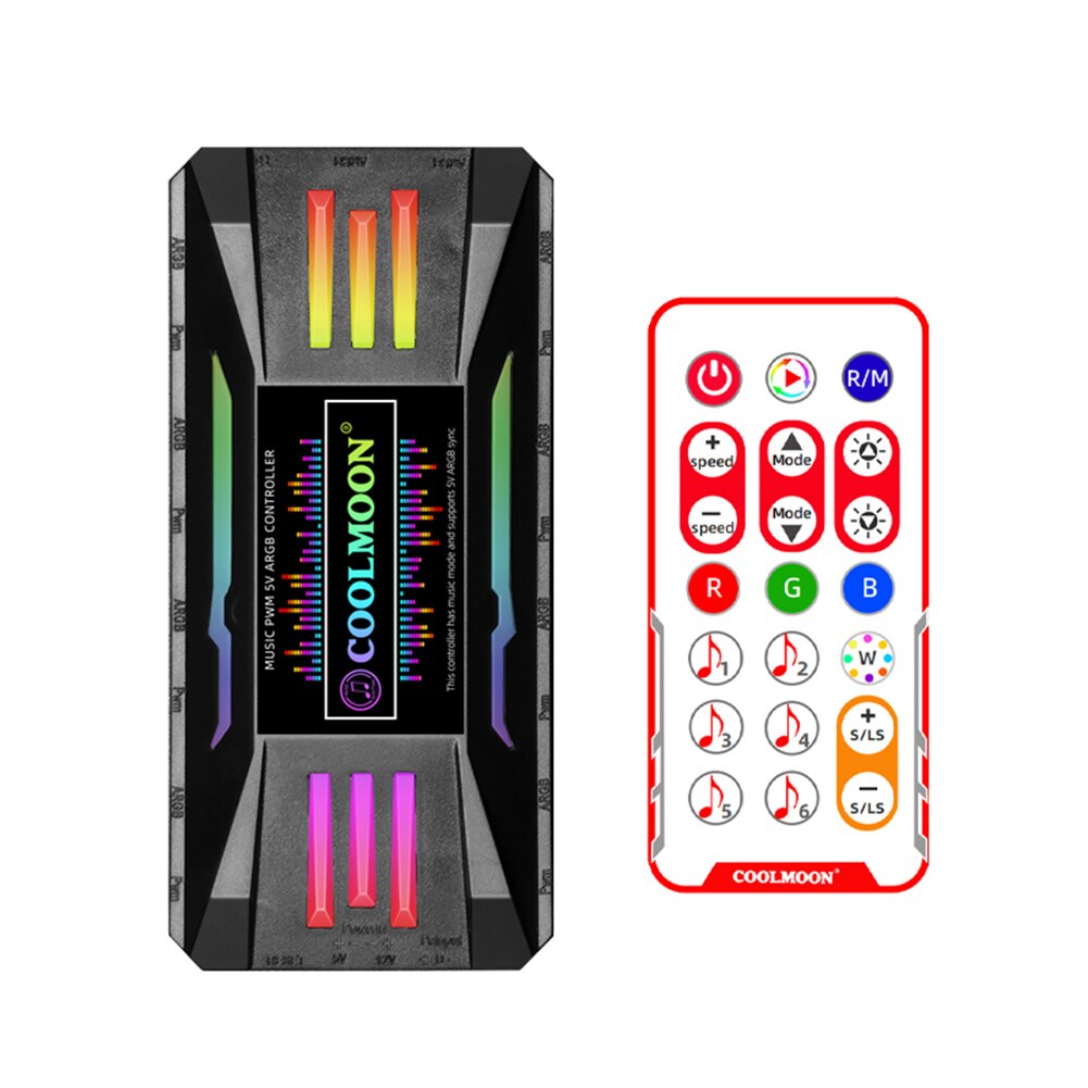 Coolmoon Argb Controller 4pin Pwm 5V 3Pin Argb Koeling Temperatuurregeling Chassis Met Afstandsbediening Chassis Accessoires
