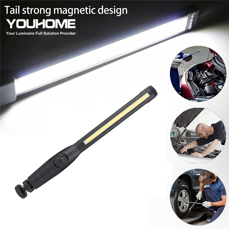 Draagbare cob werklamp led waterdicht 360 ° magnetische ophanghaaklamp staaflamp usb oplaadbaar 18650 voor camper reparatie