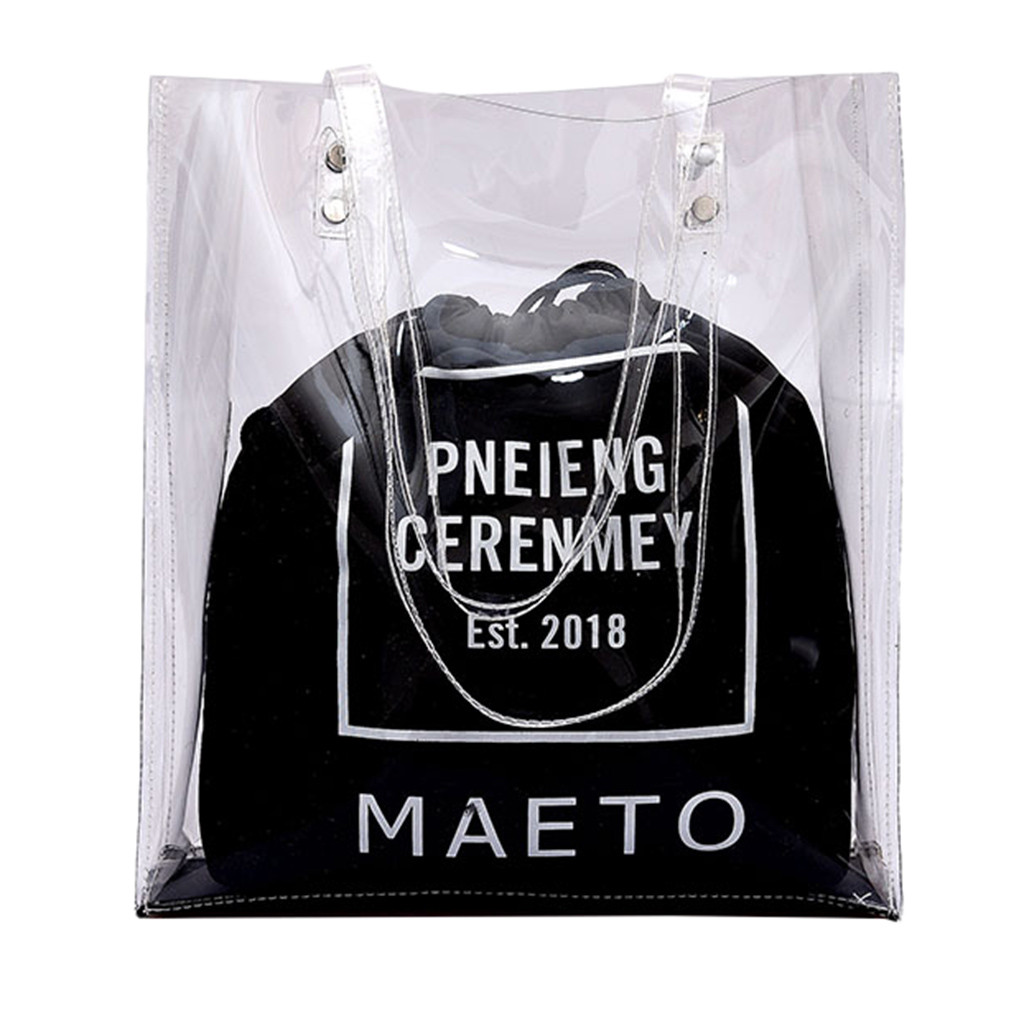 Tasche Frauen transparent Schulter Tasche Bündel Tasche Handtasche Strand Tasche Sack EIN Haupt Femme # Zihr: Schwarz