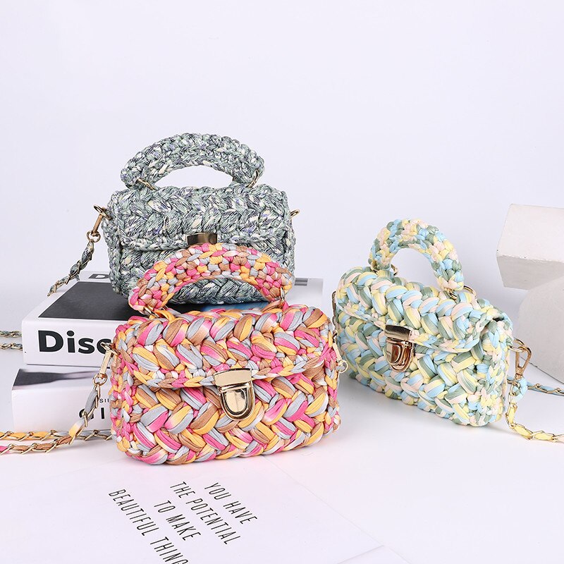 DIY Material Package Handwoven Handmade Crochet Shoulder Messenger Bag Best for Girlfriend