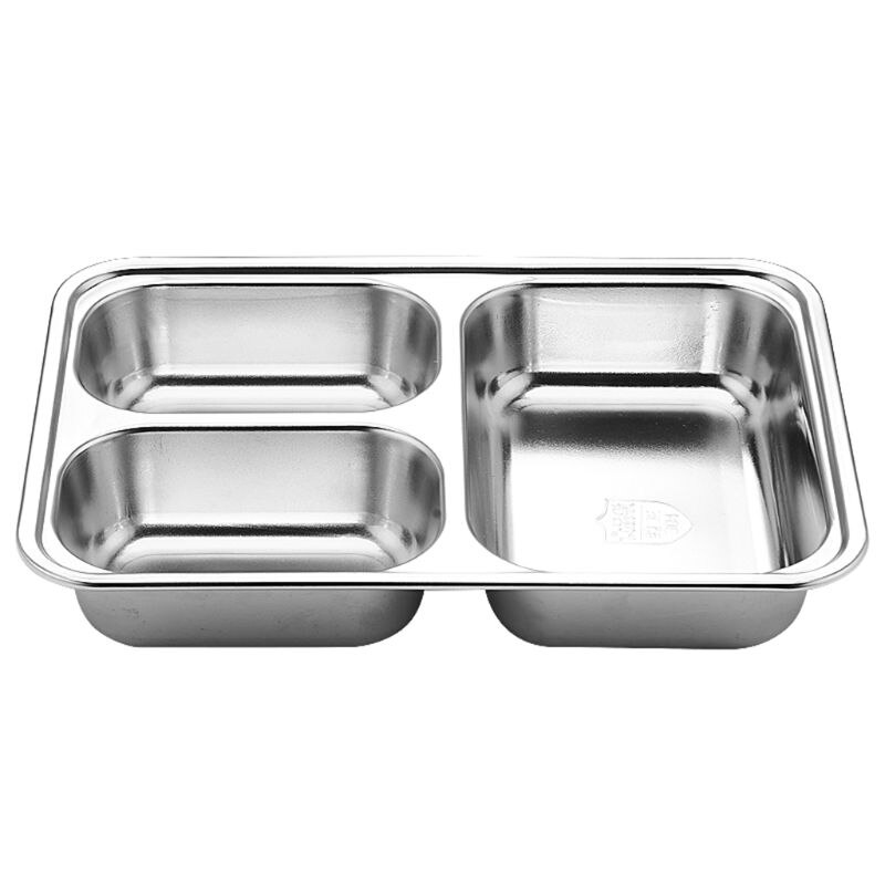 Stainless Steel Divided Dinner Tray Lunch Container Food Plate for School Canteen 3/5/4 Section U7ED: 02