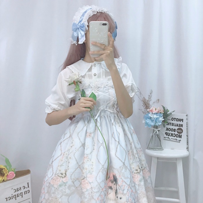 Lolita-robe d'été à bretelles pour filles, style japonais, JSK, Kawaii