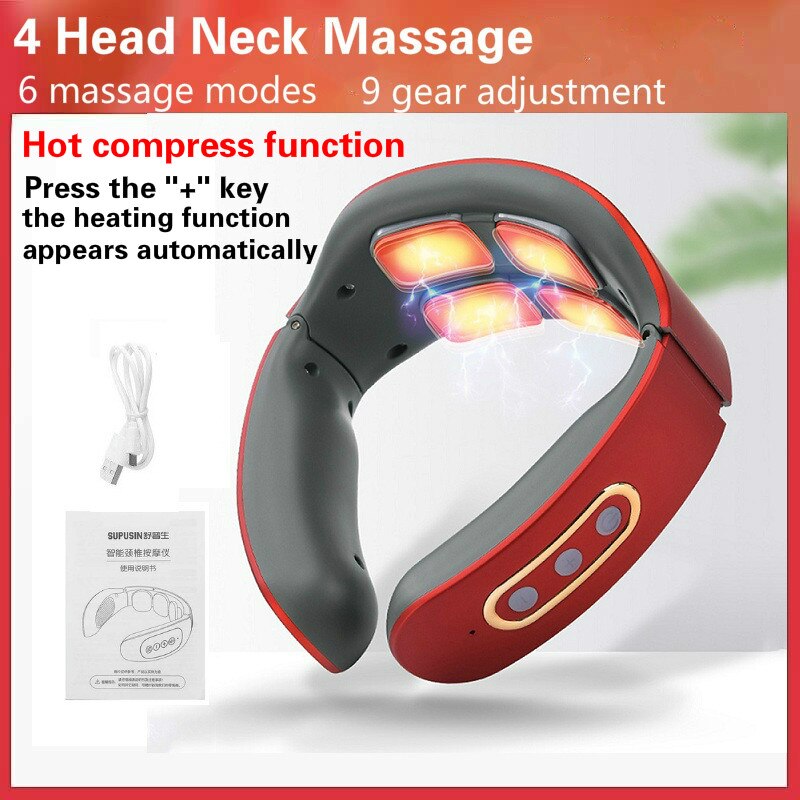 Electric Neck Massager 6 Head Intelligent Wireless Cervical Massagers Heating Vibration Massage Health-Care Pain Relief: Type 3