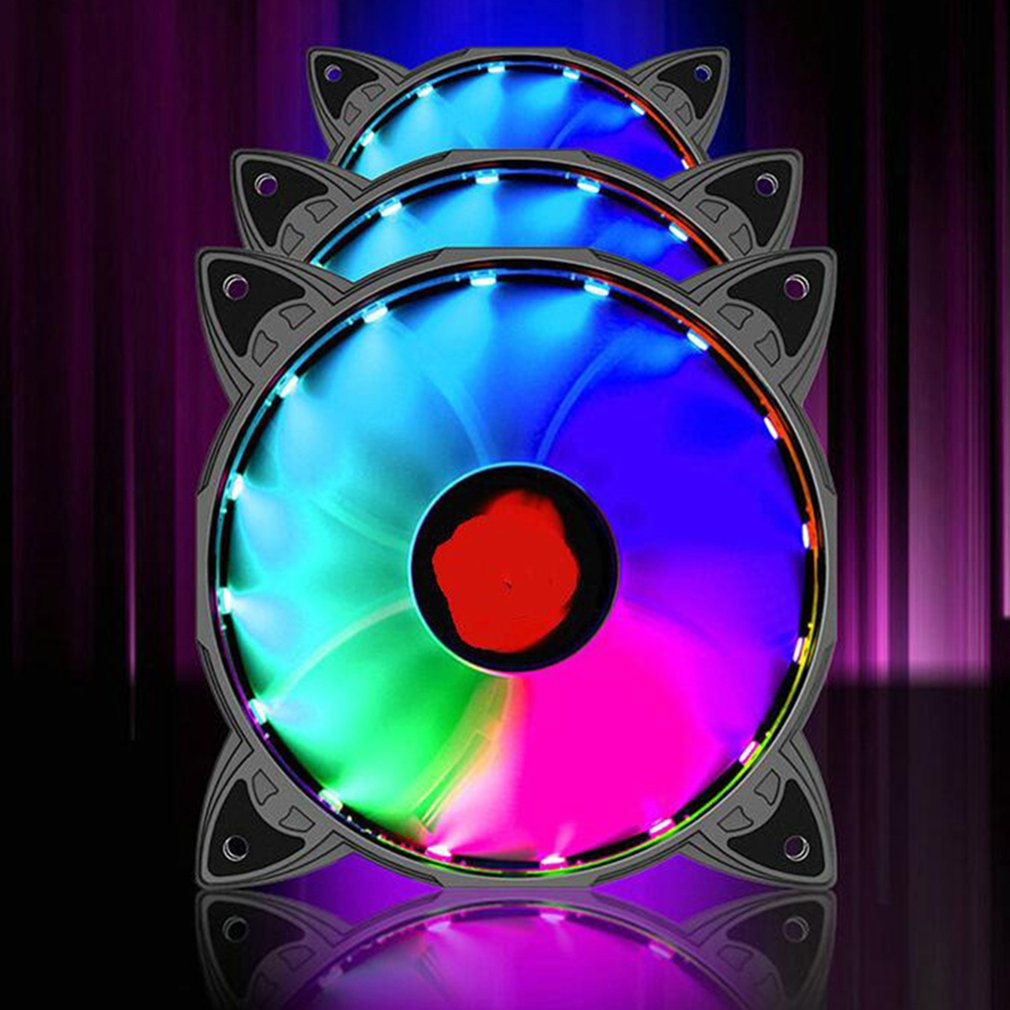 12CM CPU Fan Cooler RGB Adjust LED 12V 6Pin Quiet IR Remote Computer Cooler Cooling RGB Fall Fan Computer Modification