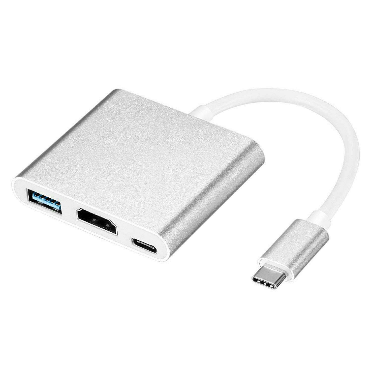 4K USBC 3.1 Hub Converter USB C Type USB 3.0/HDMI/Type C Vrouwelijke Oplader AV Adapter voor Macbook/Dell XPS 13/Matebook Laptops: Silver