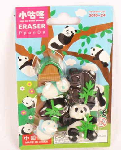 Eraser Set Cute panda house plant Writing Drawing Rubber Pencil Erasers Stationery For Kids school supplies students prize: Default Title