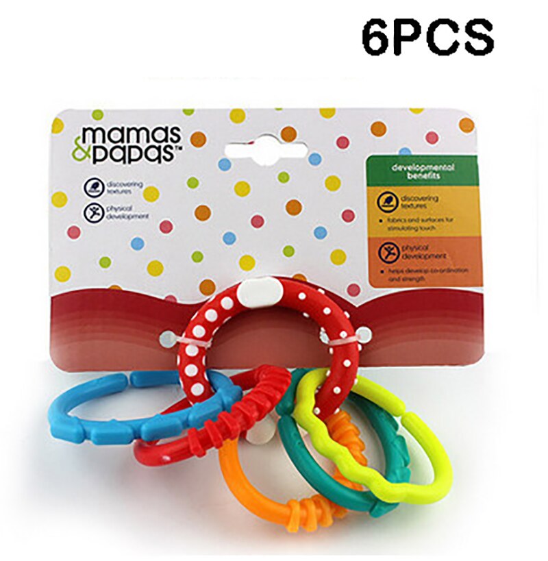 6/18/24Pcs BPA Free Grip Baby Teether Rattle Rainbow Ring Molars Rattle Safety Toy for Children Crib Bed Stroller Hanging: A