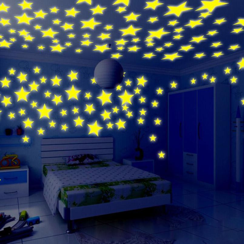 100 Stks/partij Glitter Muurstickers Decal Baby Jongen Slaapkamer Jongen S Kamers Kleurrijke Fluorescerende Stickers Home Decoratie Jongen Stickers