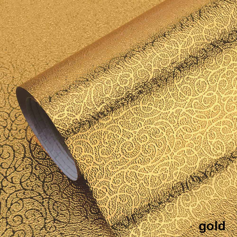 40W * 100L CM cuisine mur poêle papier d'aluminium résistant à l'huile autocollants Anti-encrassement haute température auto-adhésif Croppable papier peint: gold 40x100cm