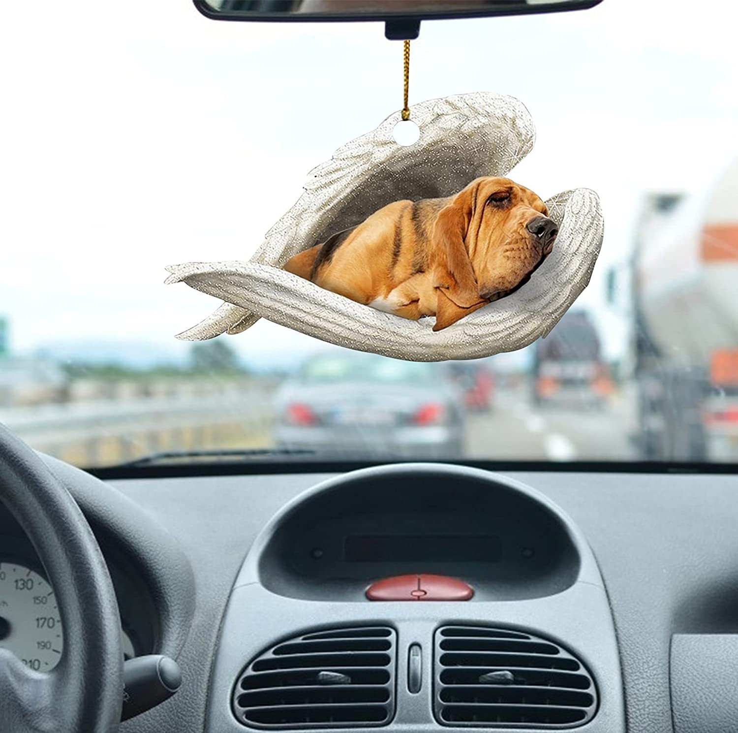 Bil sovende engel hund ornament gravhund weiner hund bil hængende dekoration auto bakspejl vedhæng vedhæng tilbehør