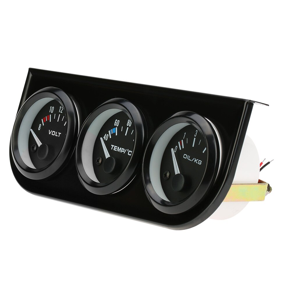 Auto Stijl 52mm Elektronische Triple Gauge Kit Olie Druk Water Temperatuurmeter Voltmeter 3 in 1 Auto Motorfiets Meter