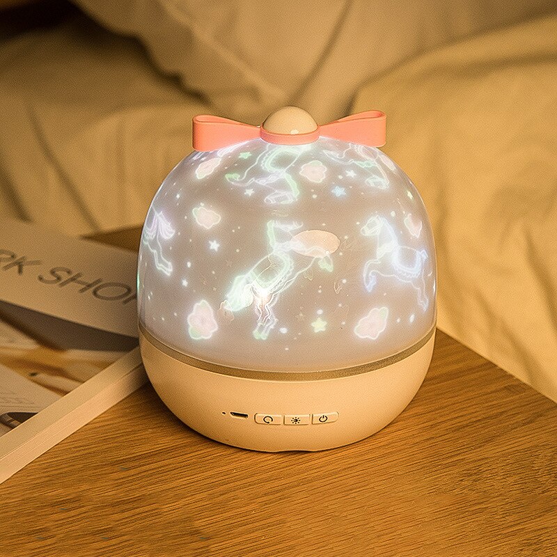 Cartoon Trojan Star Projector Luminous Toy Bedroom Room Decor Koranic Night Light Sea Animal LED Year Birthday Girl Kid