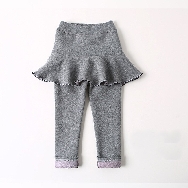 Mädchen Winter Leggings Hosen Kinder Hosen Fleece Legging für Mädchen Dicke Warme Falsche Zwei Stück Culotte Kinder Skirtpants Hosen: light grey / 3T