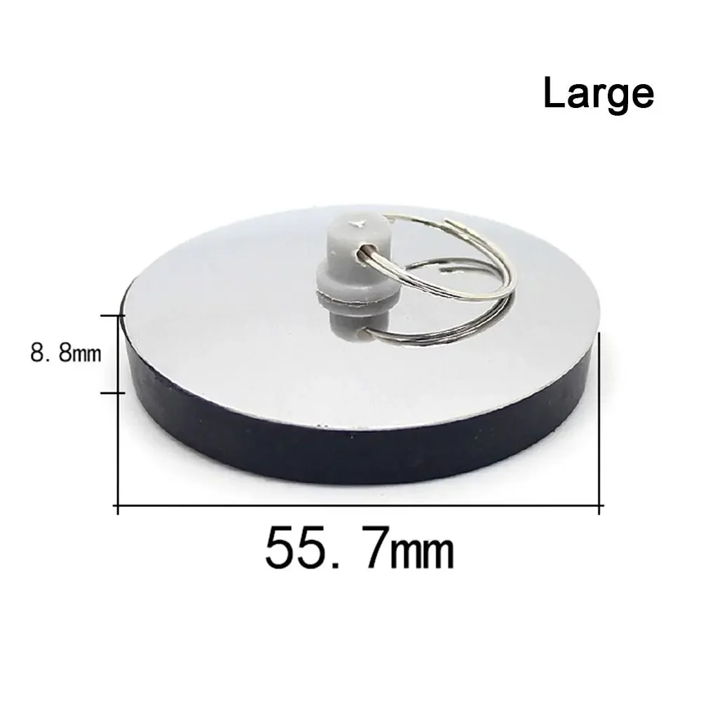 37/45.7/55.7mm avloppsplugg för badkar, handfat, kök, badrumstillbehör, dia badplugg, rostfritt stål, gummi: Röd