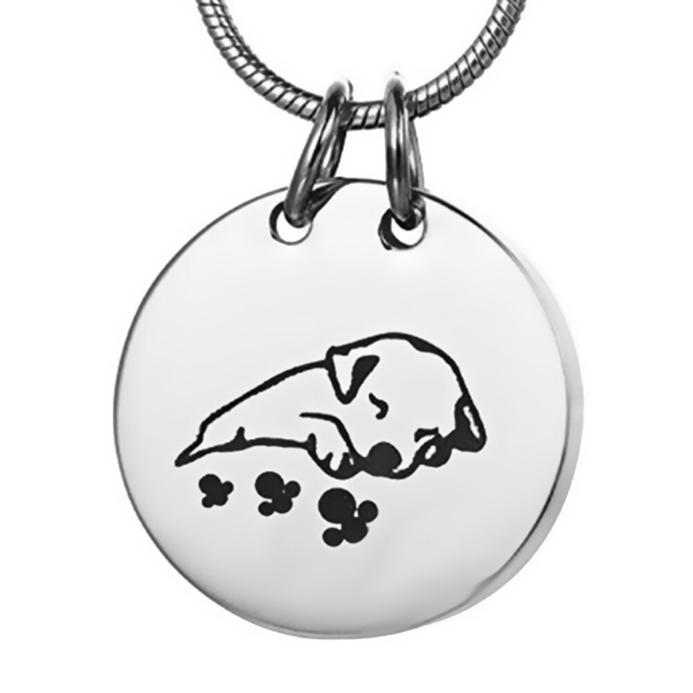 2 Kleuren, Huisdier Crematie Ketting Voor As Urnen Sieraden Rvs Ronde Hond Kat Aandenken Memorial Urn Hanger Medaillon: Silver